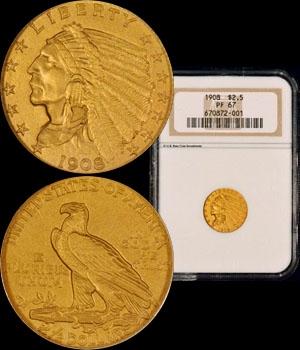 proof Indian Head 1908 quarter eagle