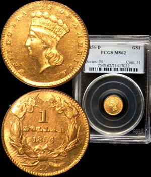 1856-D Gold Dollar