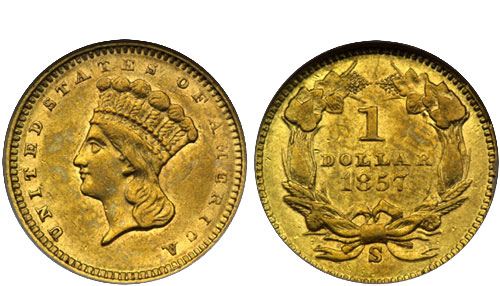1857-S Gold Dollar