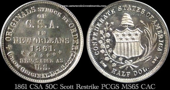 1861 Confederate 50C - 1861 Confederate Half Dollar Scott Restrike PCGS ...