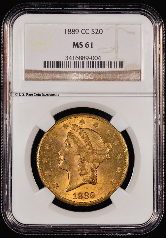 1889-CC Double Eagle 1889-CC $20 NGC MS61 Type 3 Double Eagle