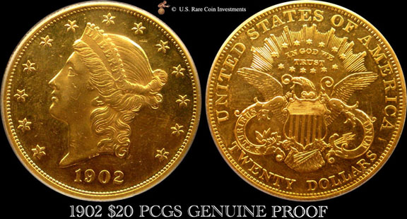 1902 Double Eagle - 1902 $20 PCGS Genuine Proof - Type 3 Double Eagles