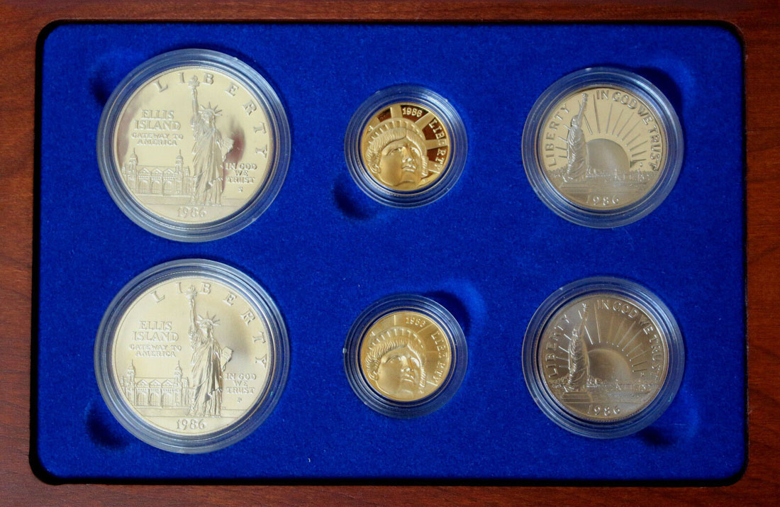 1986 Statue Of Liberty Commemorative 6 Coin Set 50-dollars-american-gold-eagle-bullion-coinage-united-states