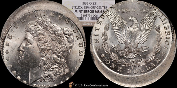 1883-O Silver Dollar Error|1883-O Morgan $1 NGC MS63