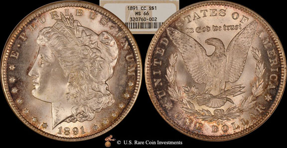 1891-CC Morgan Dollar 1891-CC Morgan $1 NGC MS66 1891-CC Silver Dollar