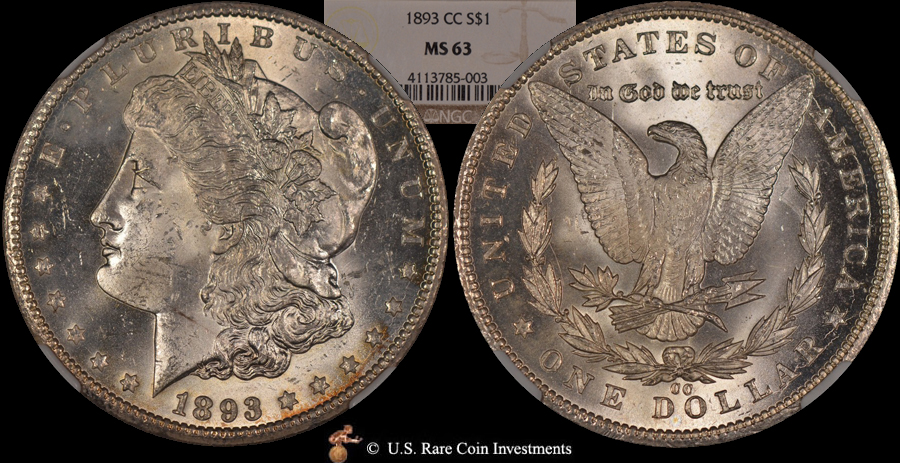 1893-CC Morgan Silver Dollar 1893-CC Morgan S$1 NGC MS63 CAC