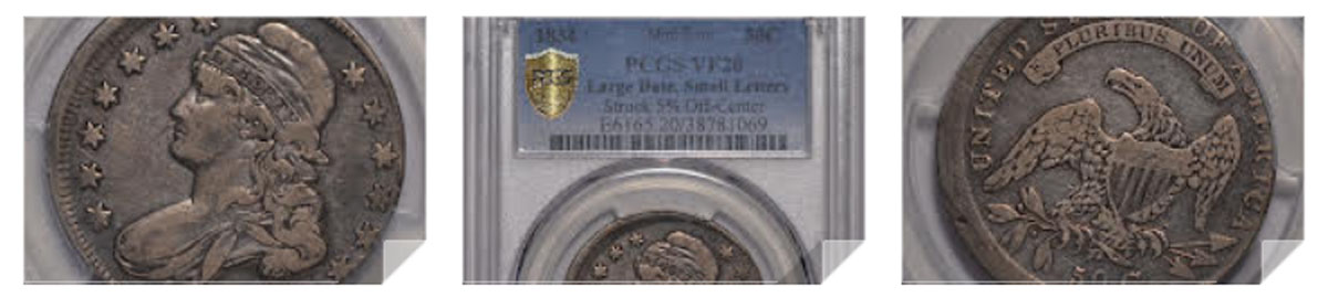 1834 Delightful Bust Half Dollar - Mint Error - PCGS VF20