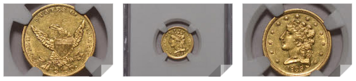 1839 Gold Quarter Eagle NGC AU58
