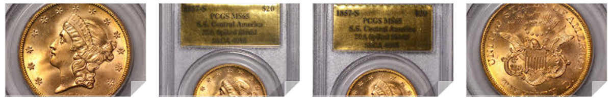 1857-S $20 SSCA PCGS MS65