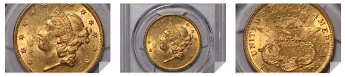 1872 $20 PCGS MS62 Gold Double Eagle
