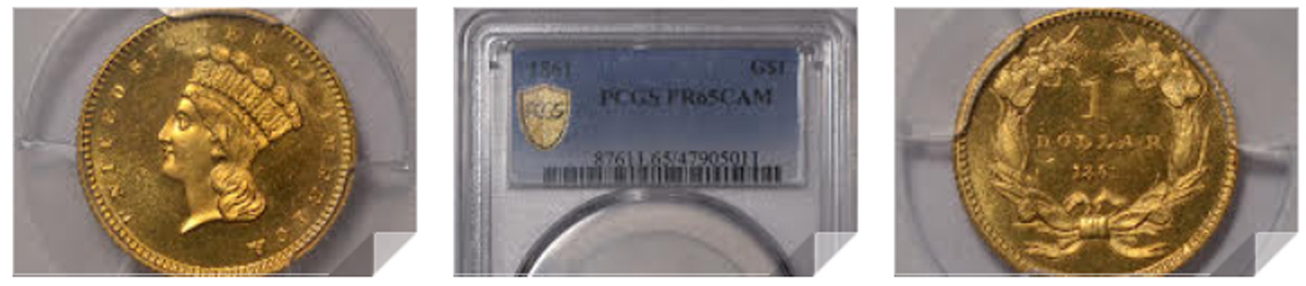 1861 Gold Dollar PCGS Proof 65