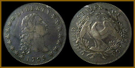 1795 Flowing Hair Silver Dollar, Silver Plugged