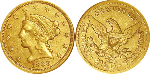 1863-S Quarter Eagle