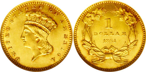 1864 Gold Dollar