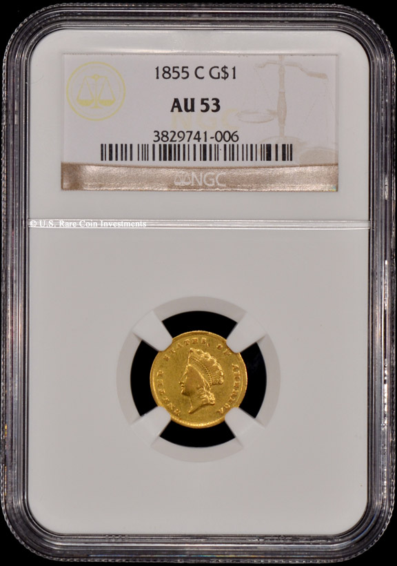 1855-C Gold Dollar. 1855-C Gold $1 NGC AU53