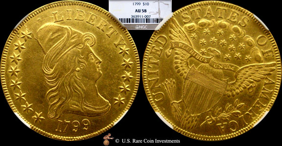 1799 Eagle - 1799 $10 Small Stars Obverse BD-6 NGC AU58 - Early