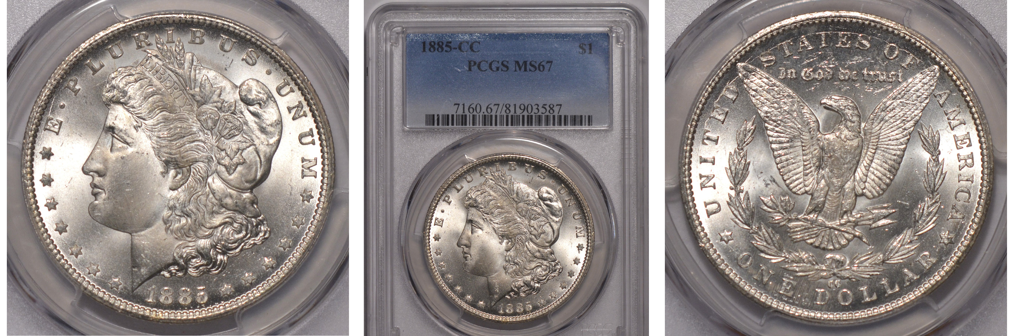 1885-cc Morgan Dollar PCGS MS67