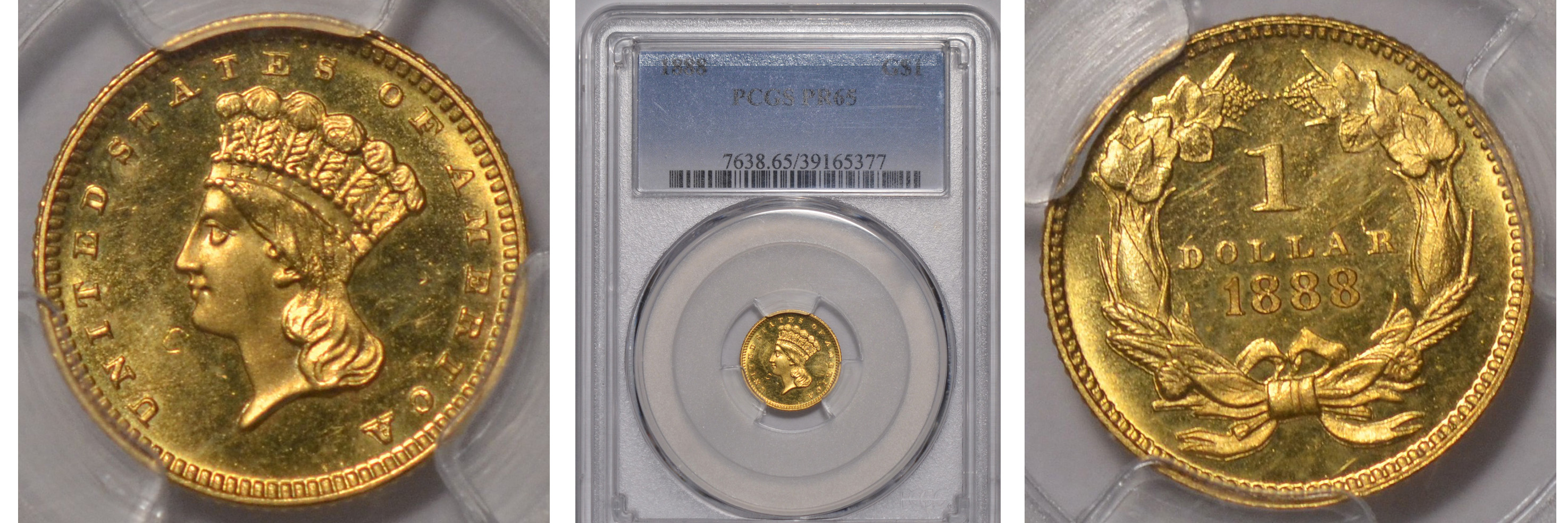 1888 Gold Dollar $1 PCGS PF65