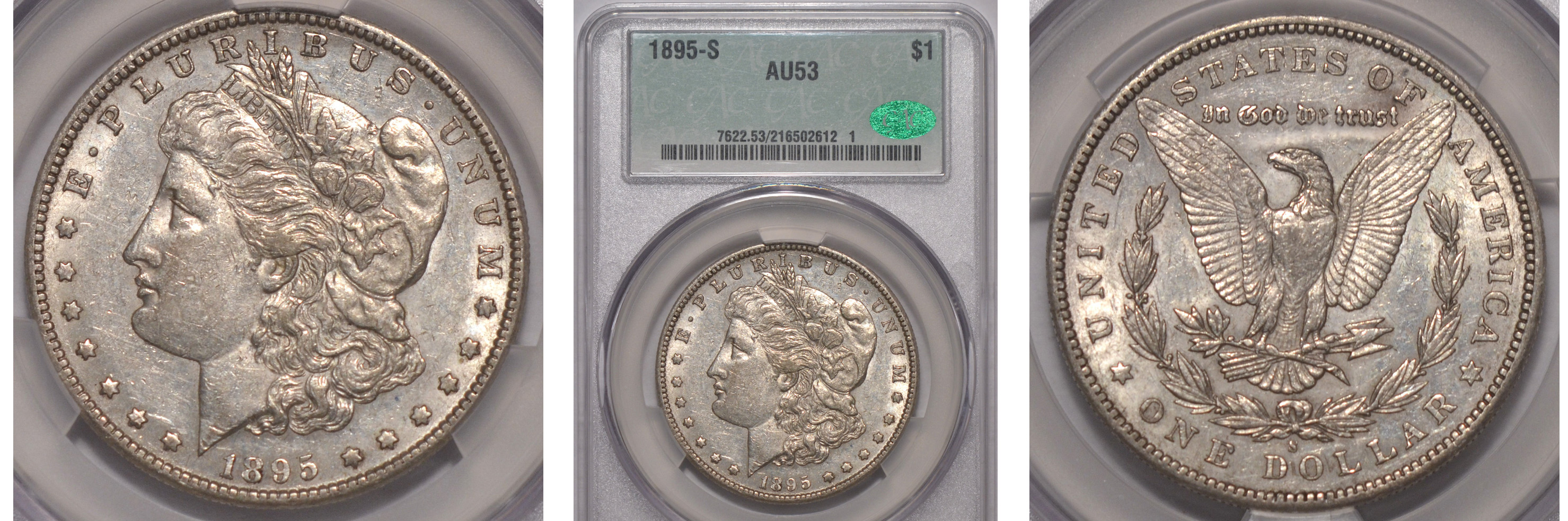 1895-S Morgan Silver Dollar $1 CACG AU53 CAC