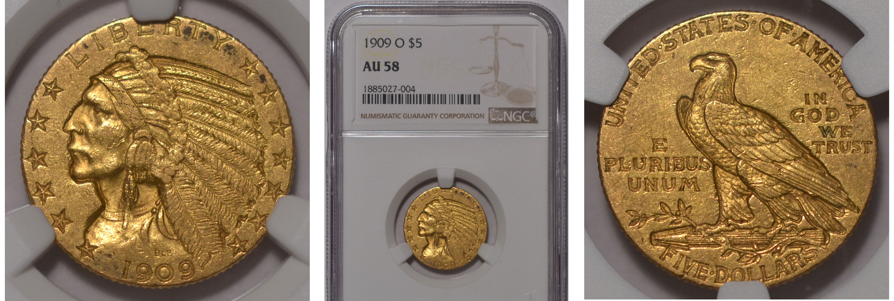 1909-O Half Eagle $5 NGC AU58